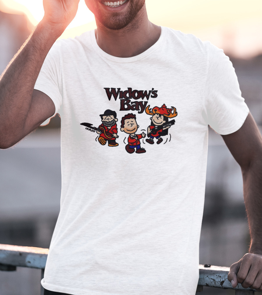 Widow's Bay Cartoon Characters With Bold Outfits And Musical Instruments T-Shirt