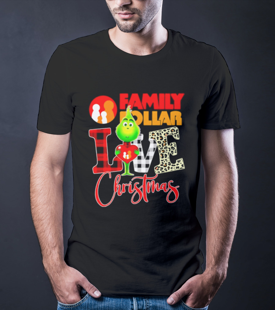 Family Dollar Grinch Love Christmas 2026 Cartoon T-Shirt