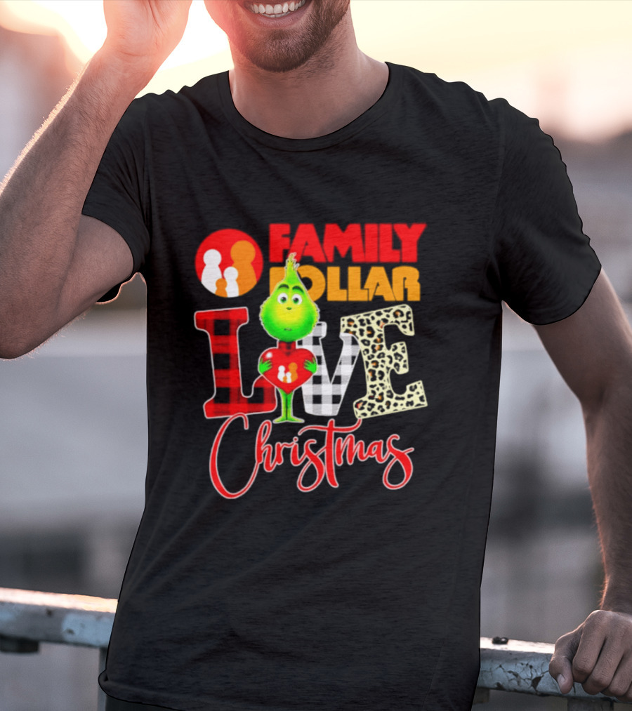 Family Dollar Grinch Love Christmas 2026 Cartoon T-Shirt