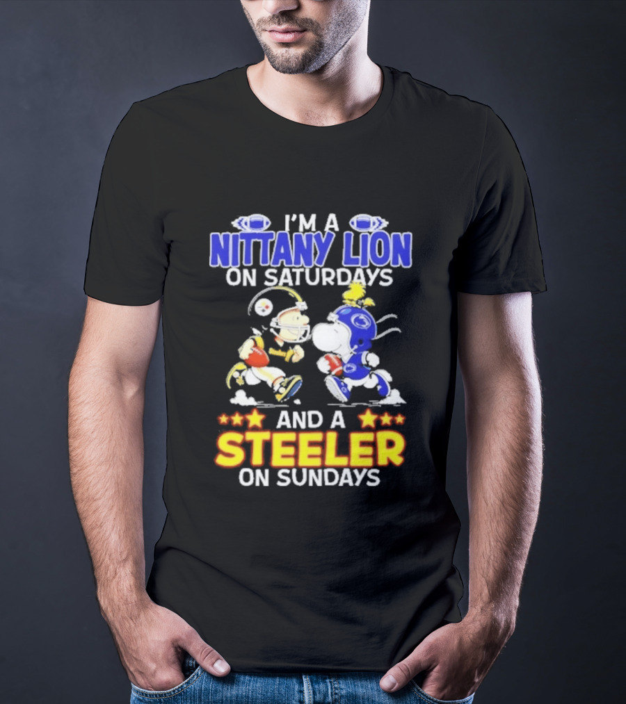 I'm A Nittany Lion On Saturdays And A Steeler On Sundays Football Peanuts Charlie Brown And Snoopy T-Shirt