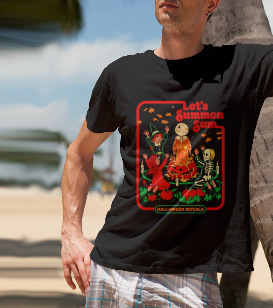 Let's Summon Sam Halloween Rituals Trick R Treat Pumpkin Skeleton Witch Magic T-Shirt