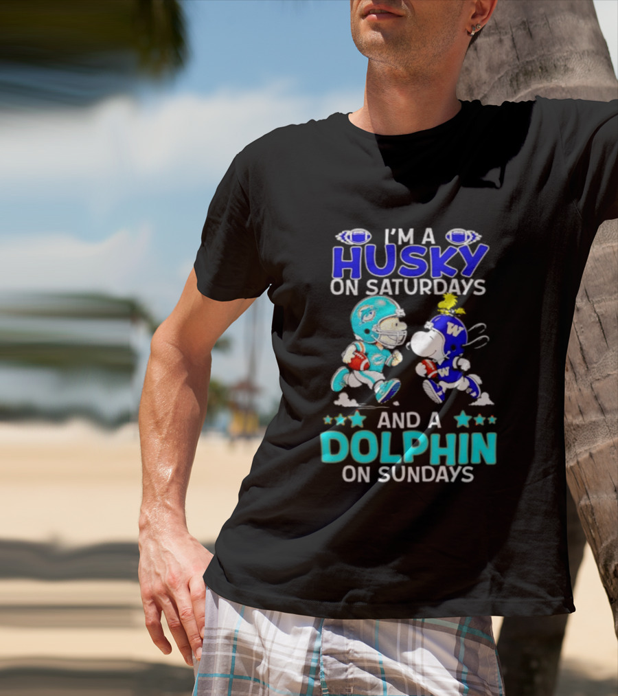 I'm A Husky On Saturdays And A Dolphin On Sundays Peanuts Characters Football T-Shirt