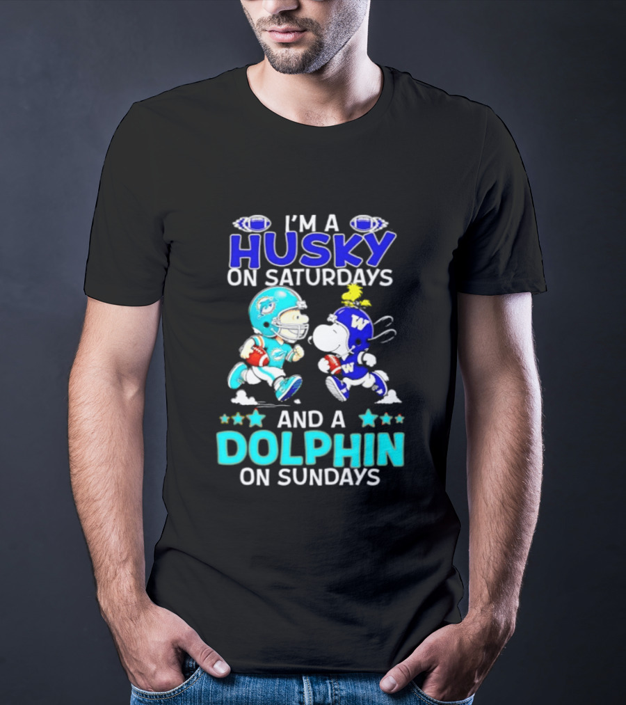 I'm A Husky On Saturdays And A Dolphin On Sundays Peanuts Characters Football T-Shirt