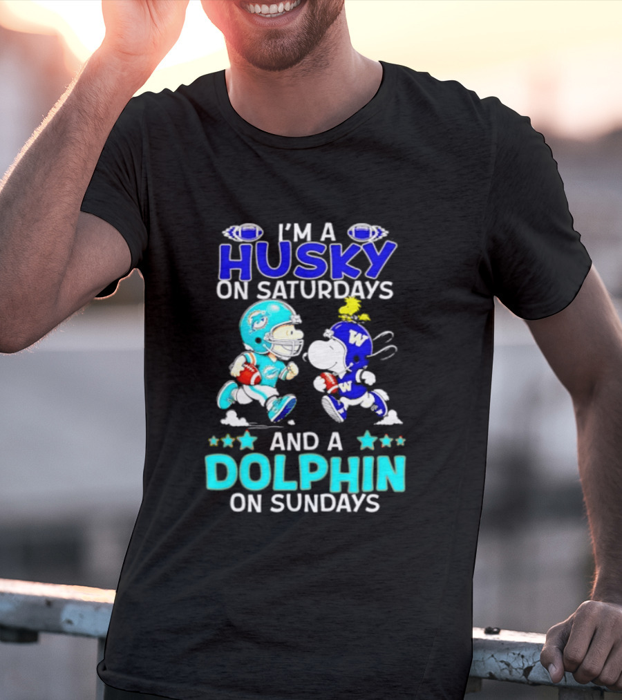 I'm A Husky On Saturdays And A Dolphin On Sundays Peanuts Characters Football T-Shirt