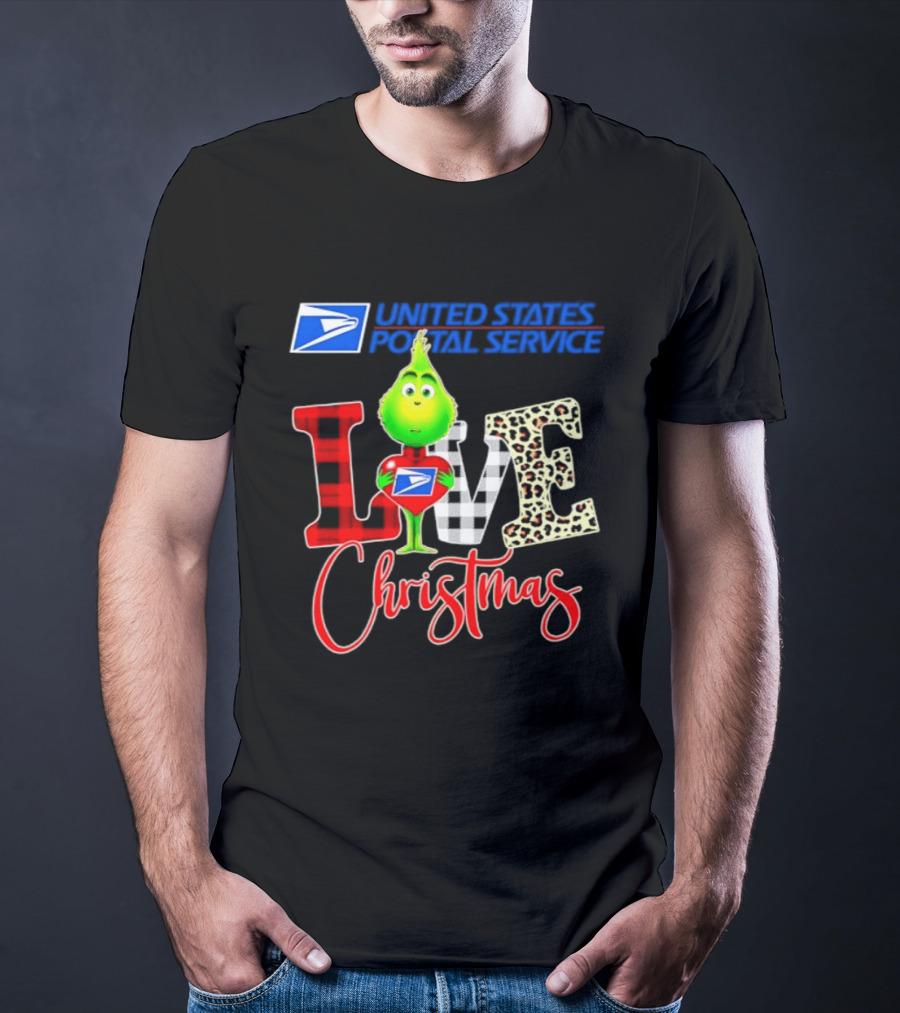 United States Postal Service Grinch Love Christmas T-Shirt