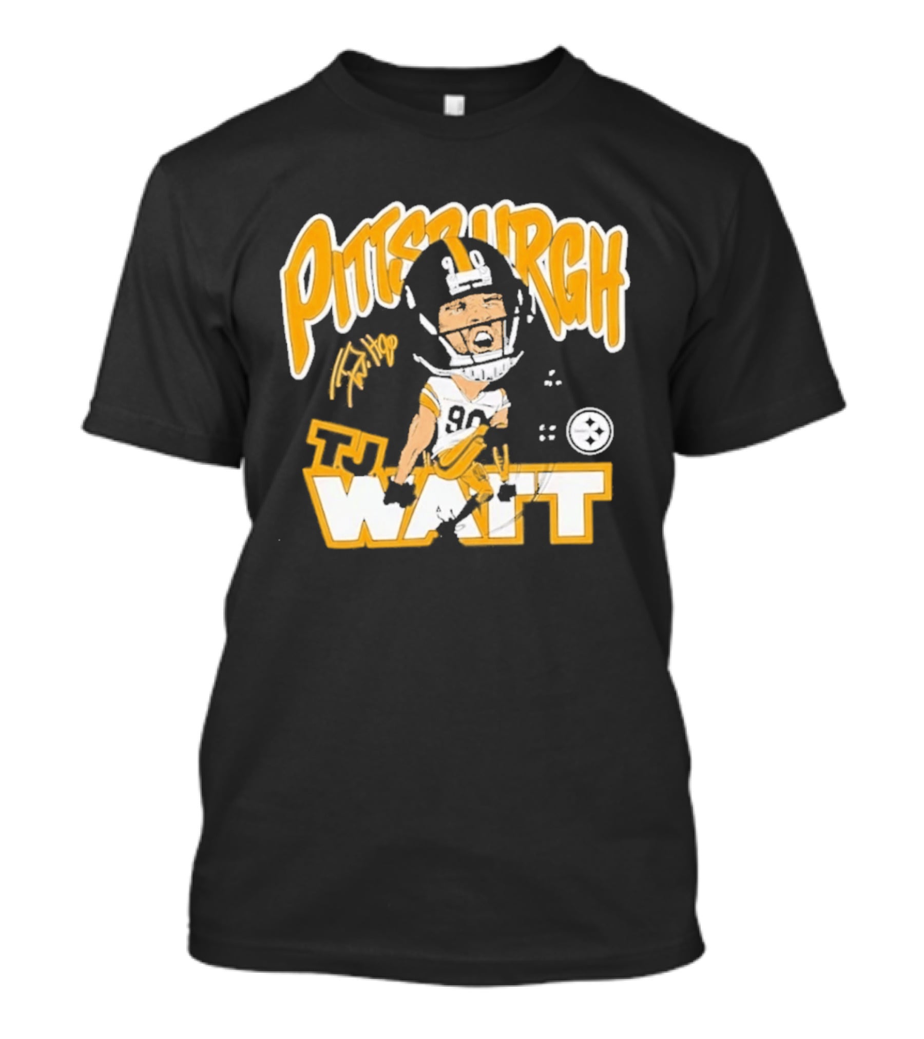 Pittsburgh TJ Watt 90 Cartoon Scream Steelers T-Shirt
