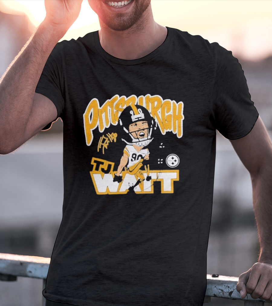 Pittsburgh TJ Watt 90 Cartoon Scream Steelers T-Shirt