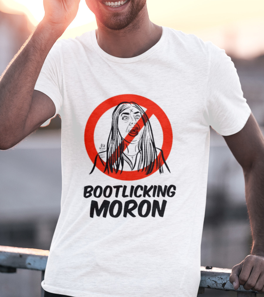 Bootlicking Moron Satire Political Red Circle Cross Line T-Shirt