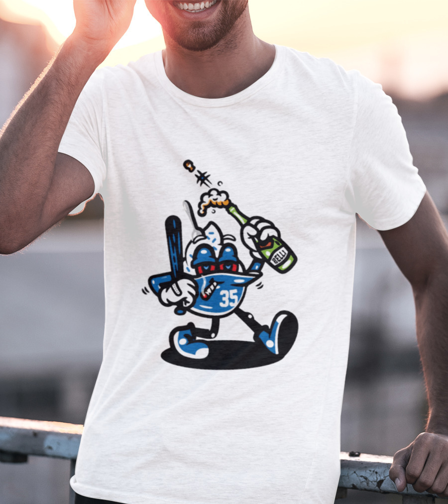 Cody Bellinger 35 Belli Champagne Celebration Baseball Cartoon T-Shirt