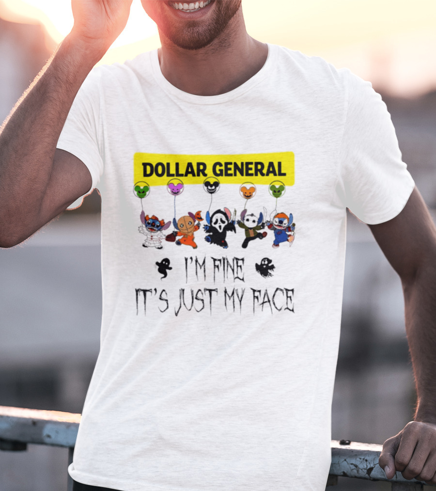 Dollar General Stitch Halloween 2026 I'm Fine It's Just My Face T-Shirt