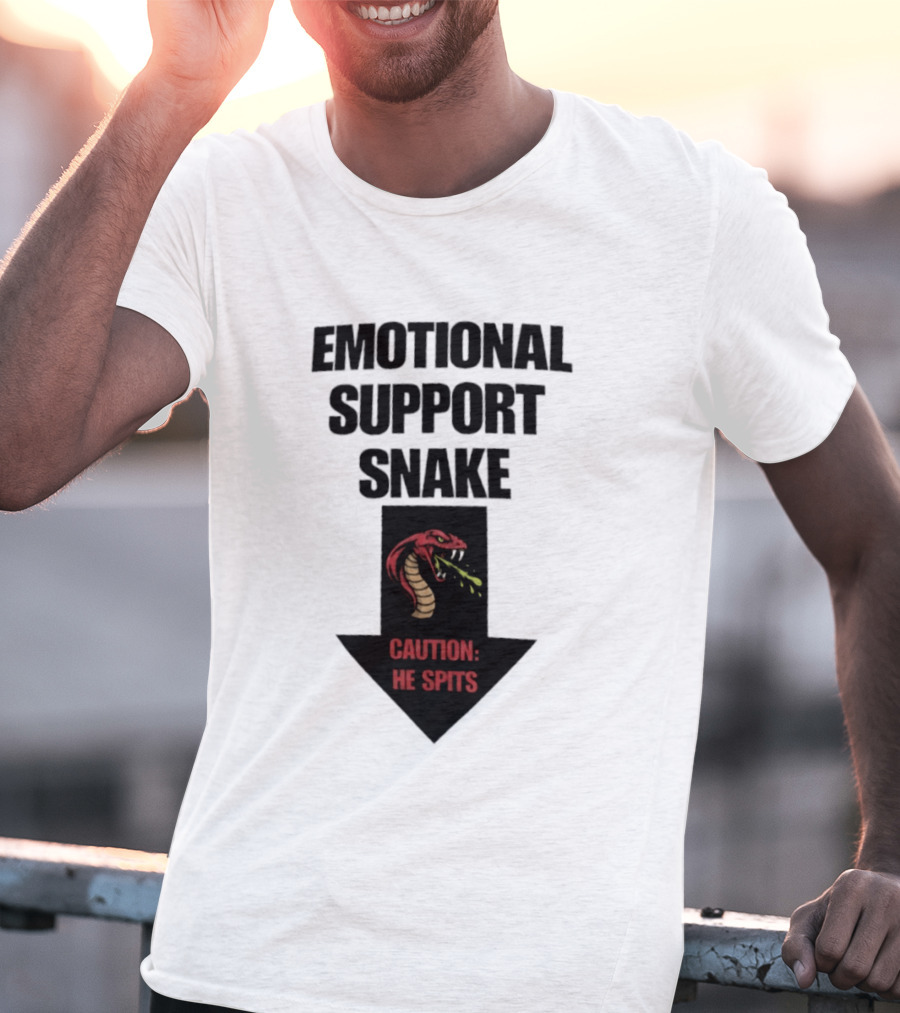 Emotional Support Snake Caution He Spits Arrow T-Shirt