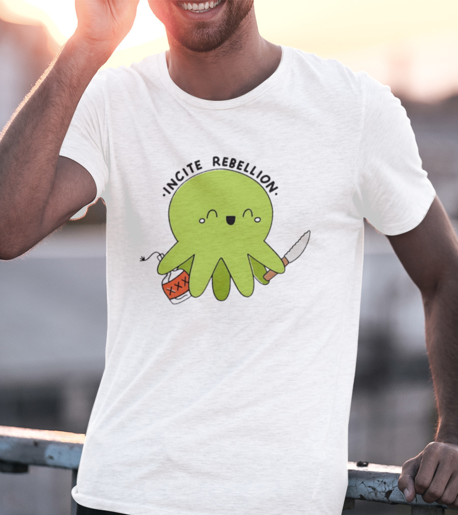 Incite Rebellion Octopus Knife Molotov Cocktail T-Shirt