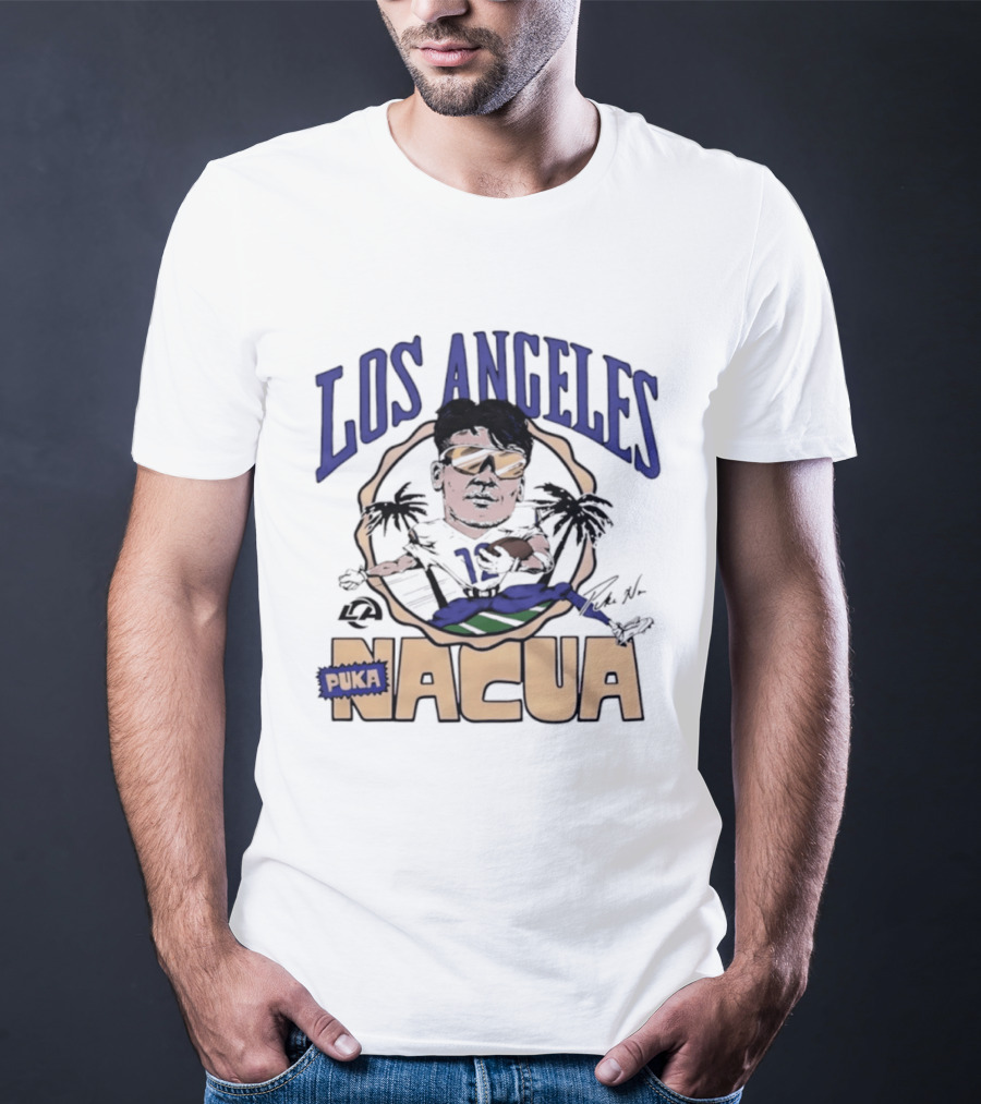 Los Angeles Rams Puka Nacua Player Caricature Football Fan T-Shirt