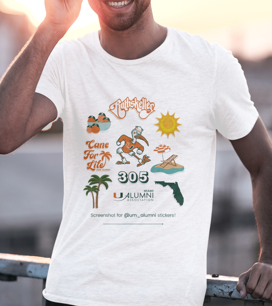 Miami Alumni Association Cane For Life 305 Florida Sun Beach Palms T-Shirt