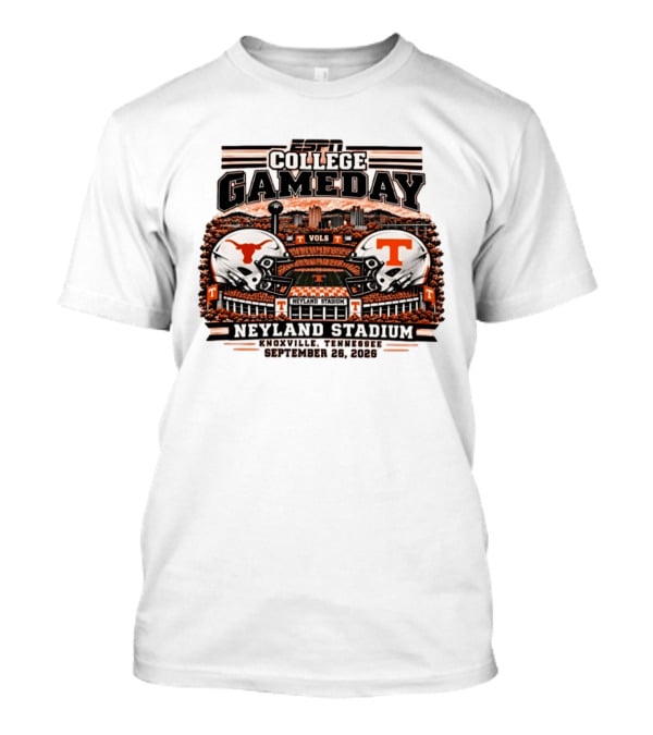 ESPN College GameDay Tennessee Volunteers Vs Texas Longhorns Neyland Stadium Knoxville September 26 2026 T-Shirt