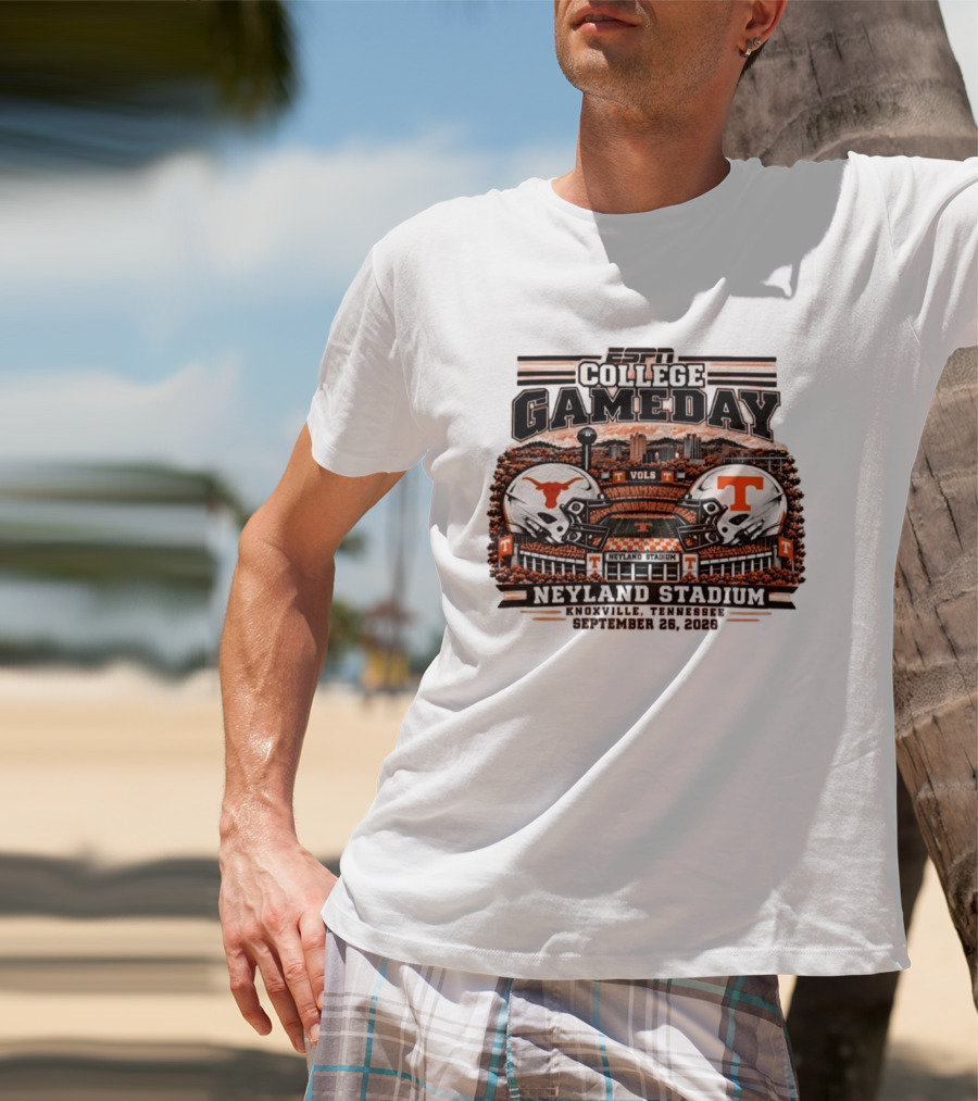 ESPN College GameDay Tennessee Volunteers Vs Texas Longhorns Neyland Stadium Knoxville September 26 2026 T-Shirt