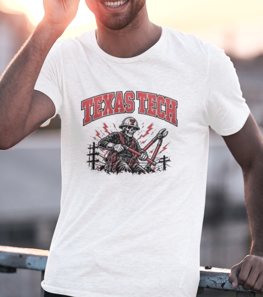 Texas Tech Red Raiders Lineman Halloween 2026 Football Spooky Skeleton T-Shirt