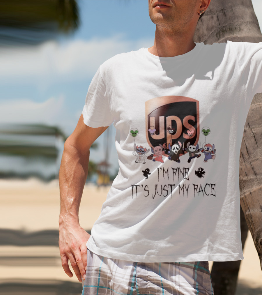 UPS X Stitch Halloween 2026 I'm Fine It's Just My Face T-Shirt