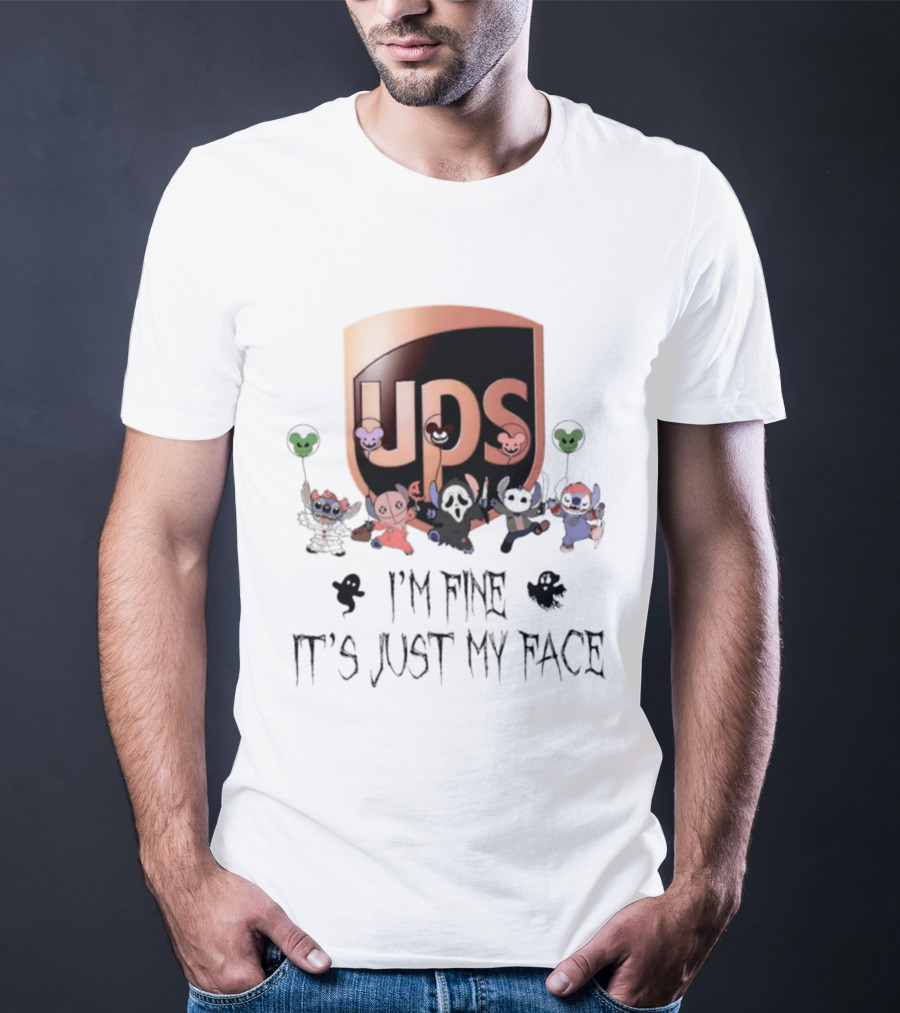 UPS X Stitch Halloween 2026 I'm Fine It's Just My Face T-Shirt