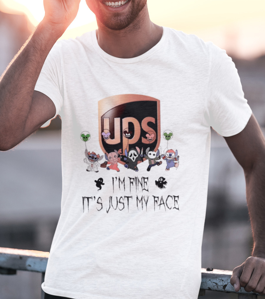 UPS X Stitch Halloween 2026 I'm Fine It's Just My Face T-Shirt