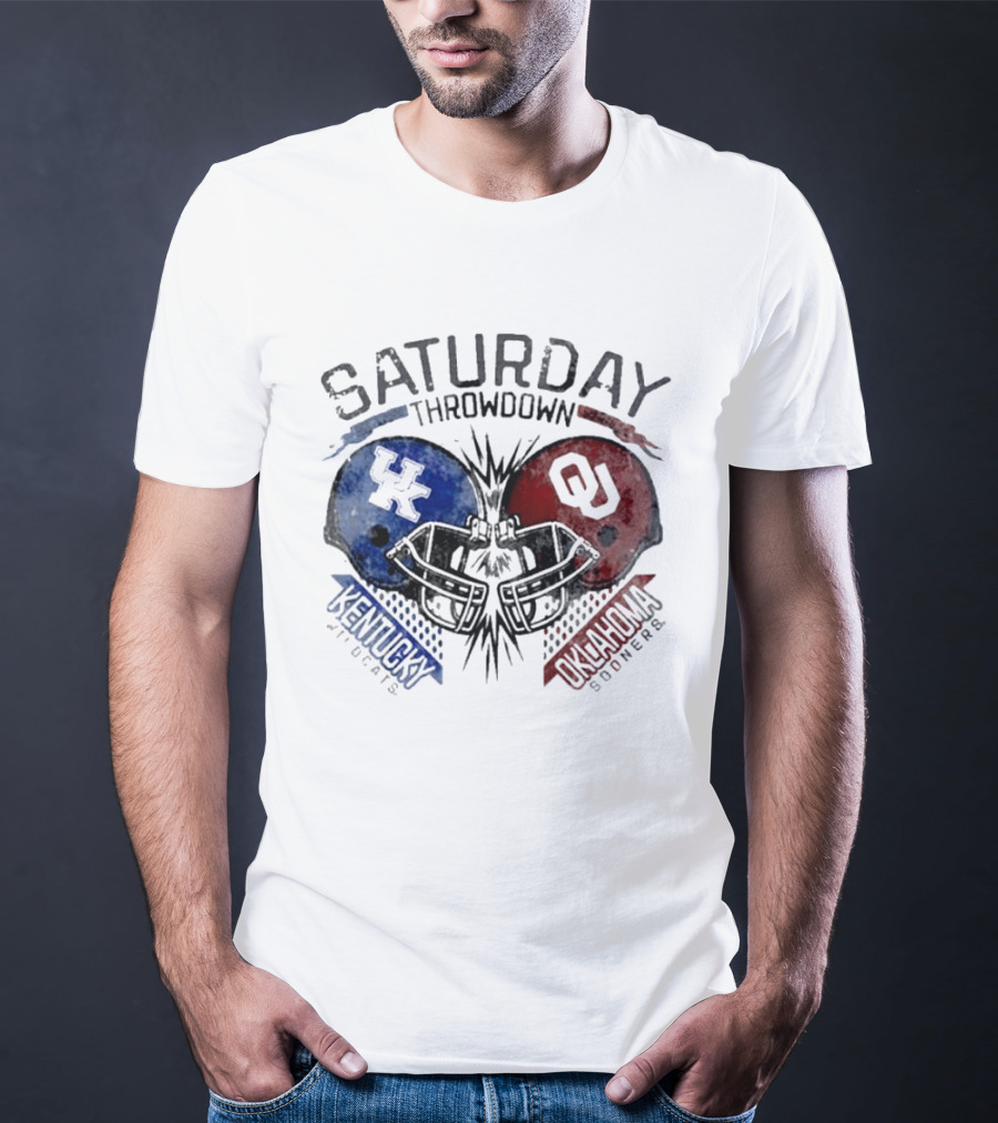 Oklahoma Sooners Vs Kentucky Wildcats 2026 Saturday Throwdown Football Helmets Clash T-Shirt