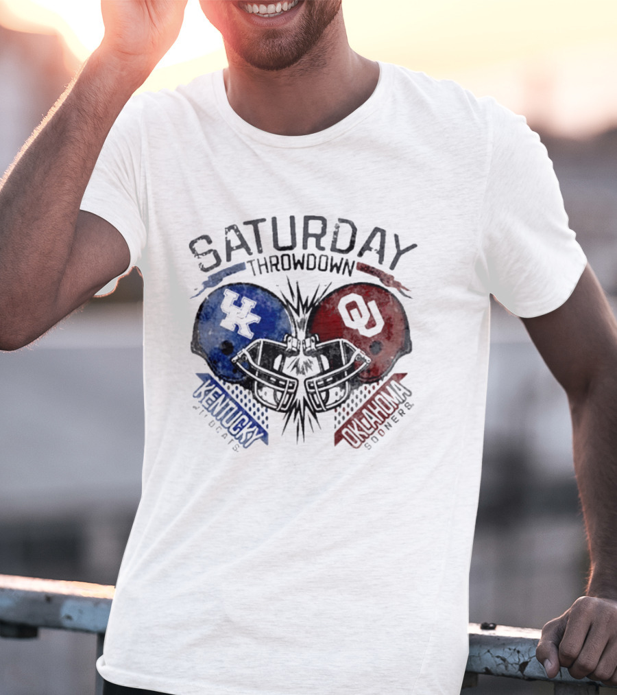 Oklahoma Sooners Vs Kentucky Wildcats 2026 Saturday Throwdown Football Helmets Clash T-Shirt