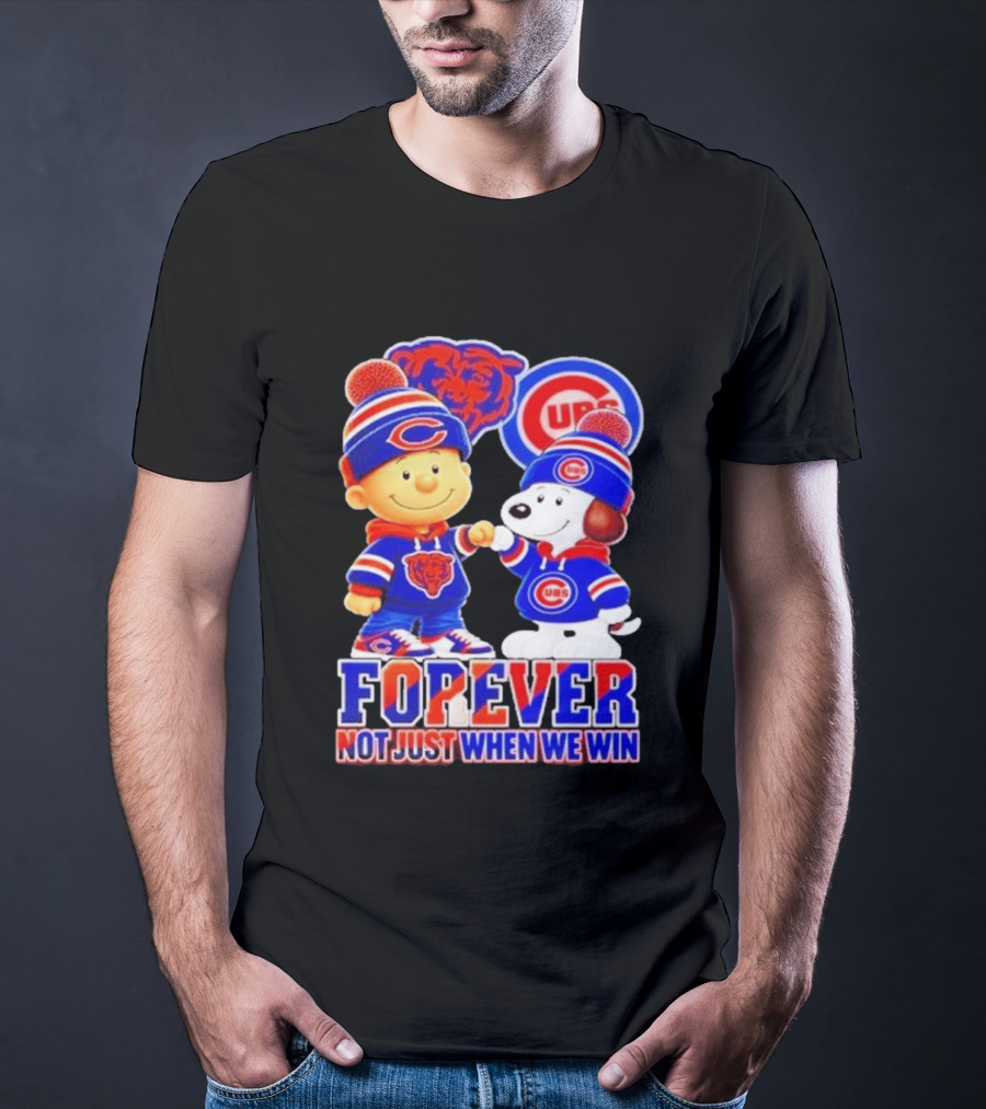Charlie Brown Snoopy Fist Bump Chicago Bears Cubs Forever Not Just When We Win Football T-Shirt