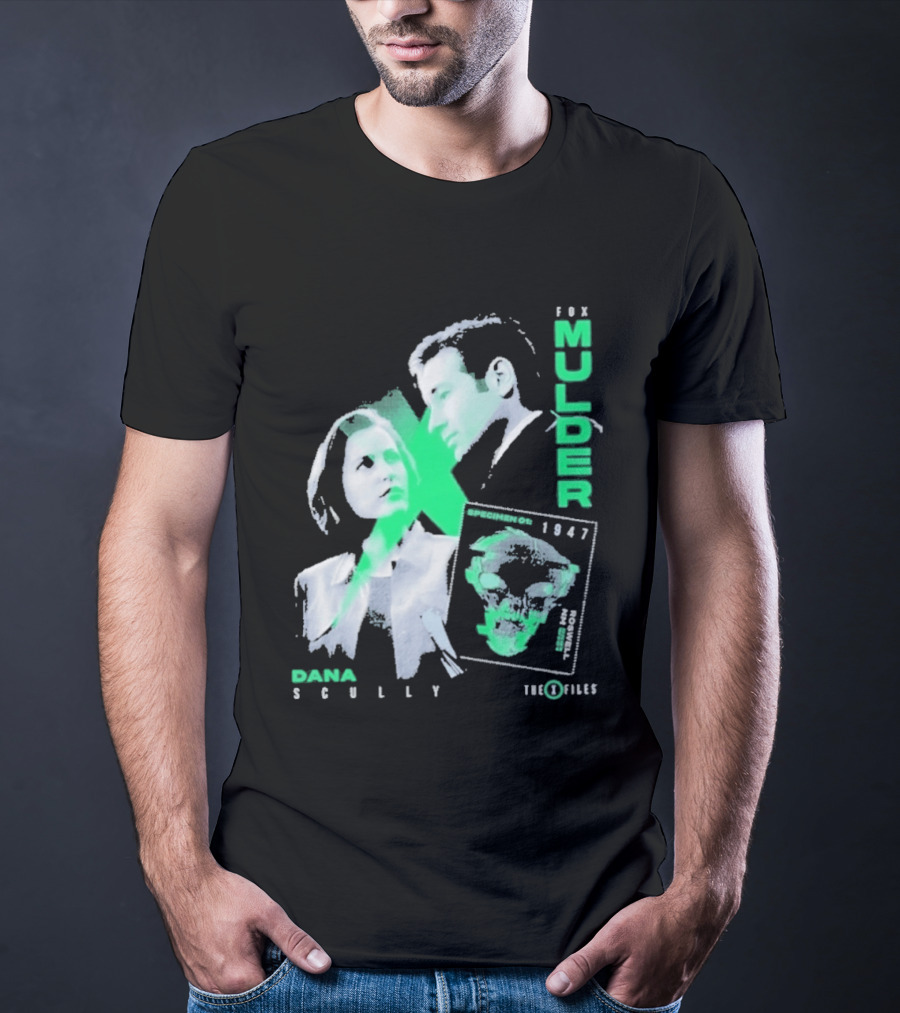Fox Mulder Dana Scully The X Files 1997 Skull Print T-Shirt