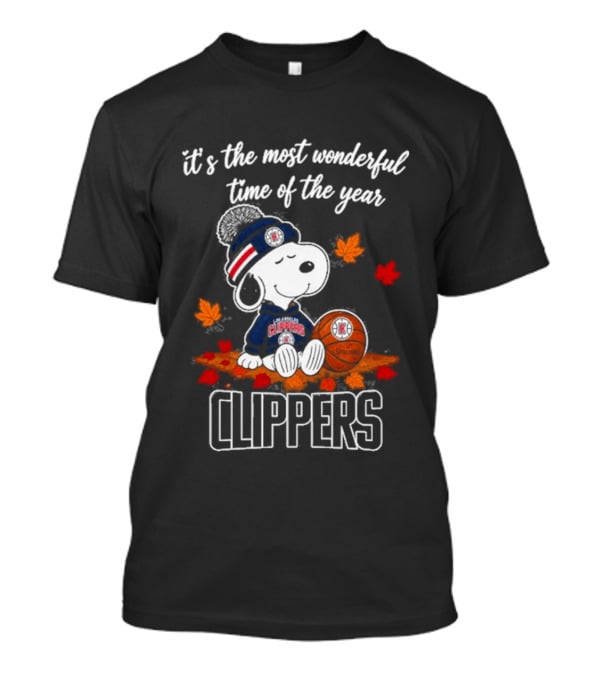 Los Angeles Clippers Snoopy Autumn Football Most Wonderful Time Of The Year T-Shirt
