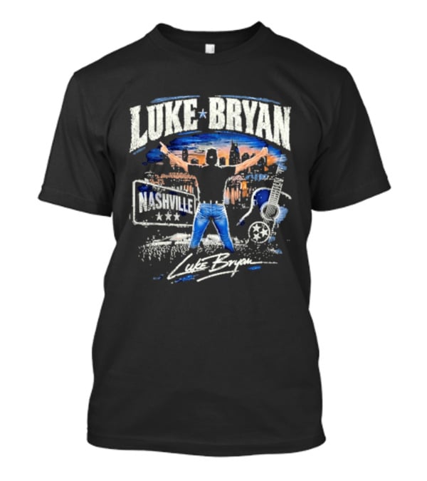 Luke Bryan Nashville Concert Country Music Vibes With Guitar And Signature T-Shirt