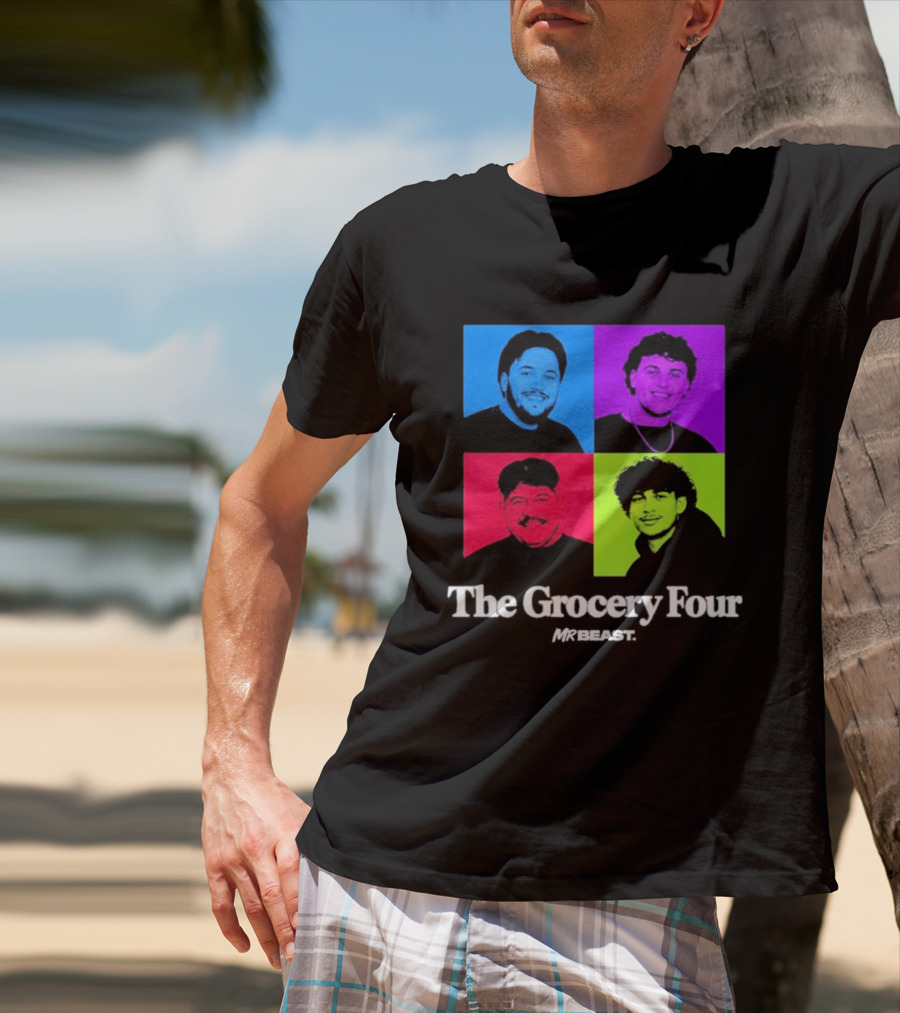 MrBeast Grocery Four Pop Art Style Colorful Portraits T-Shirt