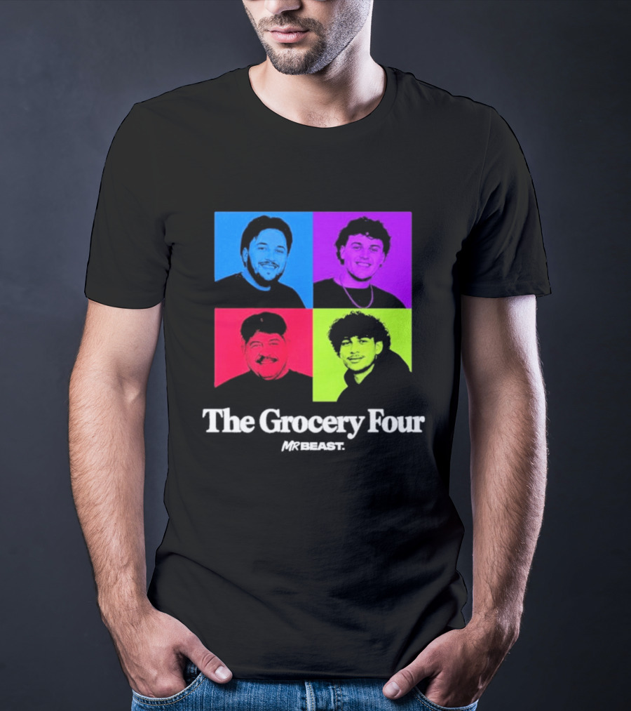 MrBeast Grocery Four Pop Art Style Colorful Portraits T-Shirt