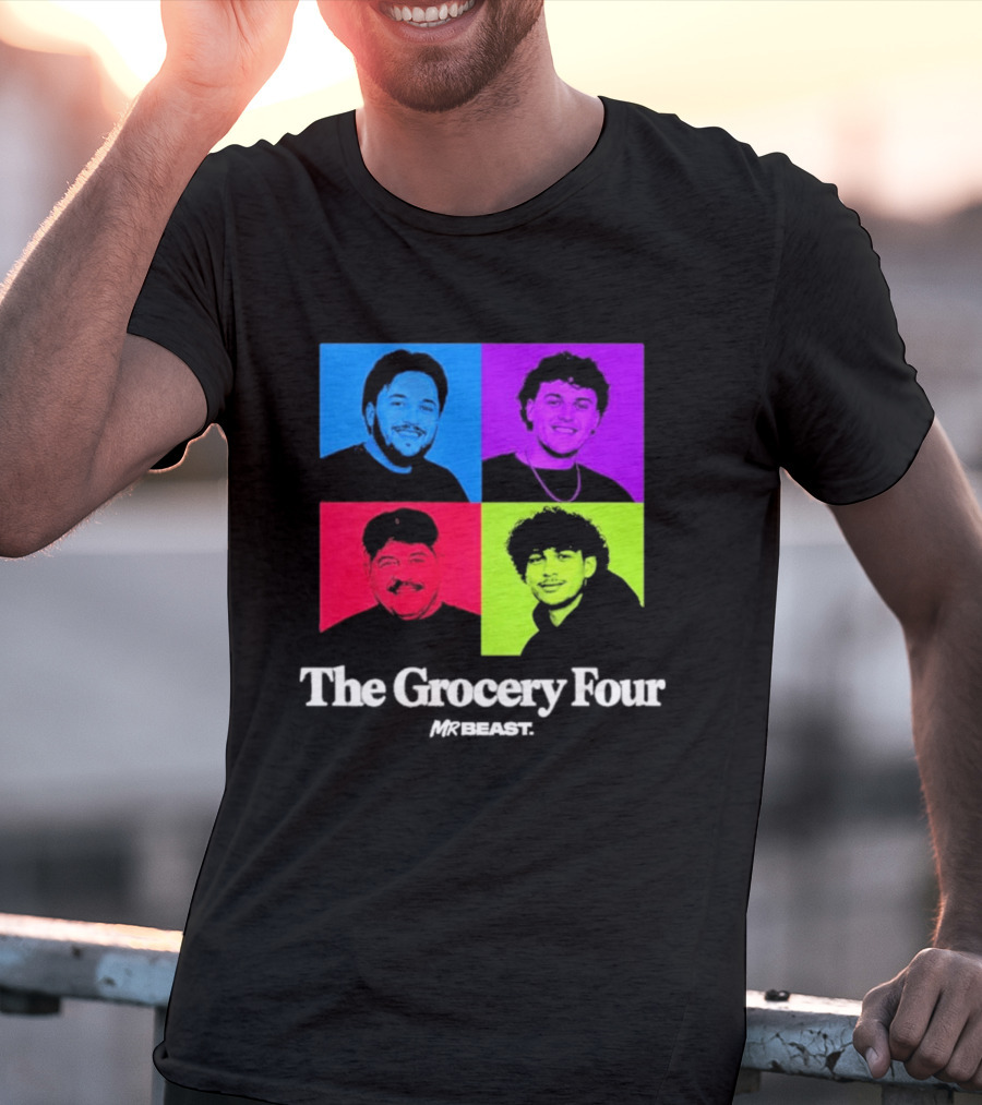 MrBeast Grocery Four Pop Art Style Colorful Portraits T-Shirt