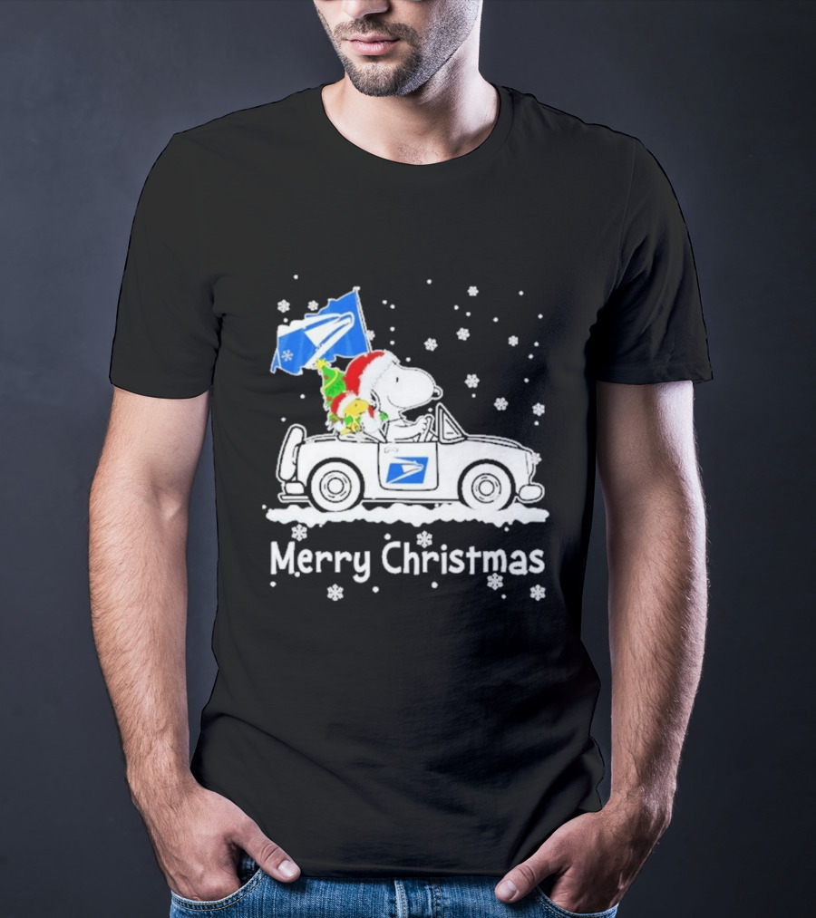 United States Postal Service Snoopy Woodstock Car Merry Christmas 2026 T-Shirt