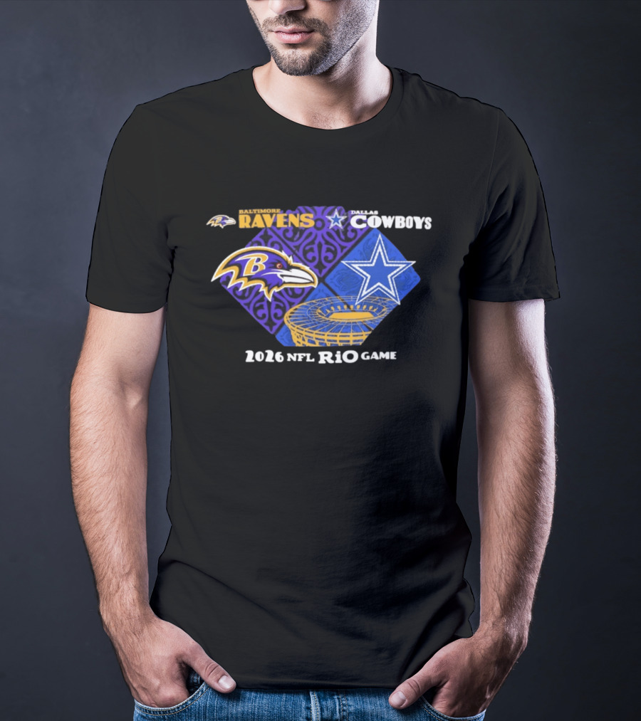 Baltimore Ravens Dallas Cowboys 2026 NFL Rio Game T-Shirt