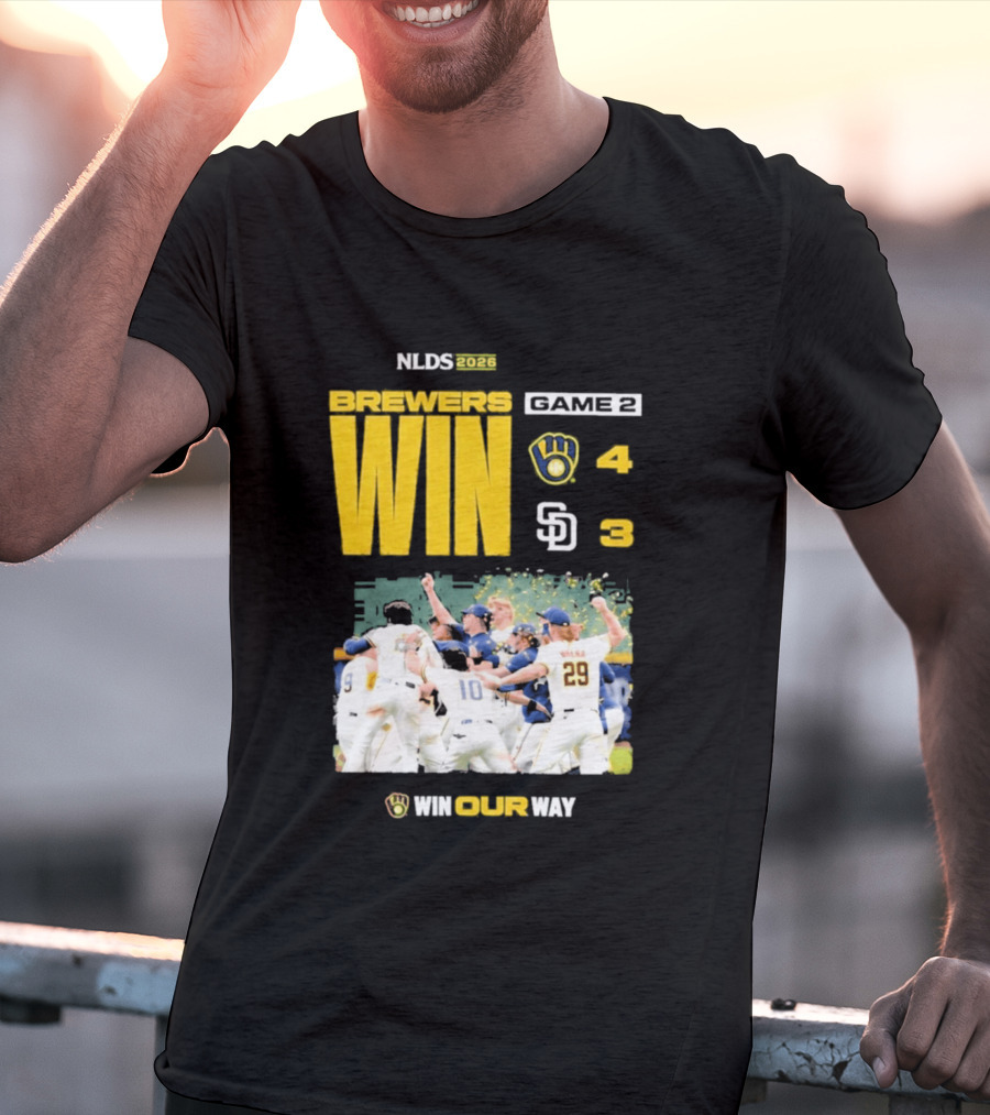 NLDS 2026 Brewers Win Game 2 Win Our Way 4 3 Victory Celebration T-Shirt