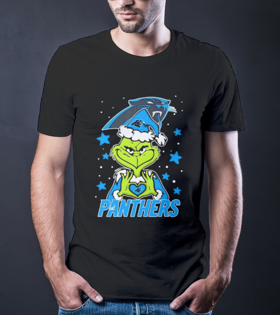 Carolina Panthers Grinch Love Hands Christmas 2026 Football Magic T-Shirt
