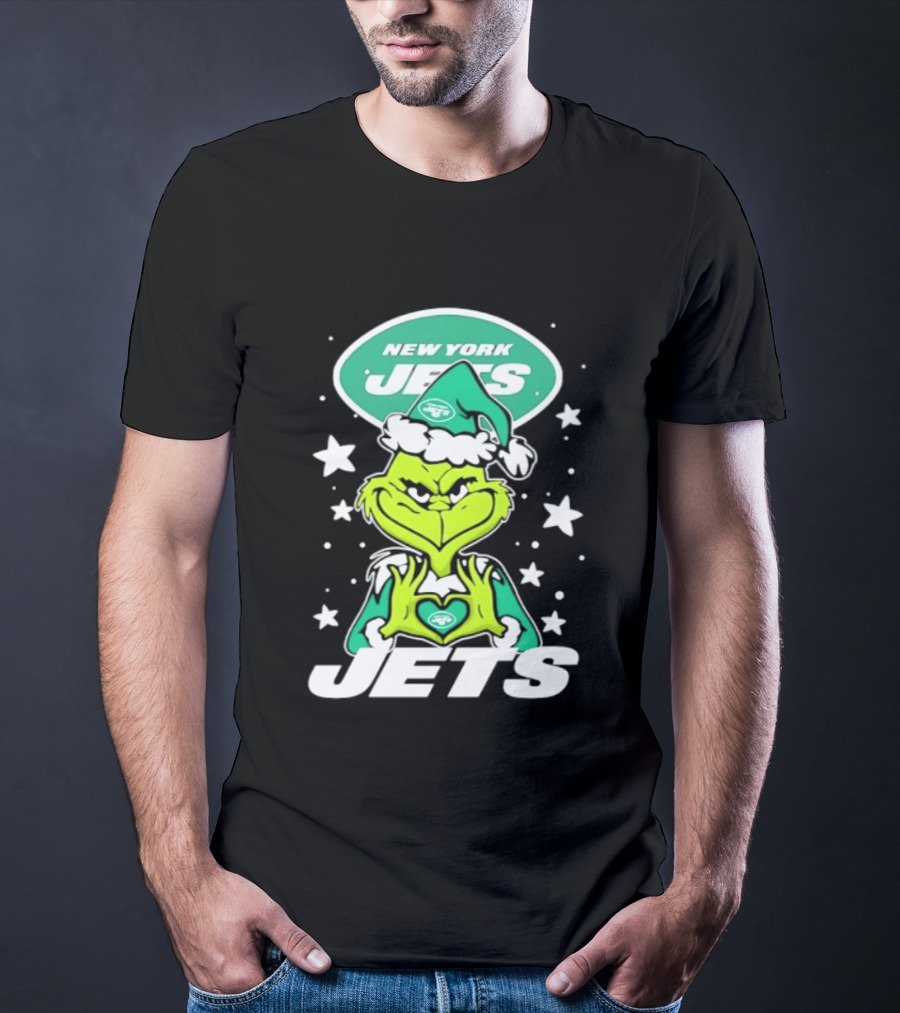 New York Jets Grinch Christmas 2026 Football Love Hands T-Shirt