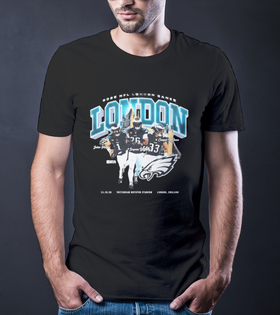 Philadelphia Eagles 2026 London International Games Saquon Barkley Jalen Hurts Eagles T-Shirt
