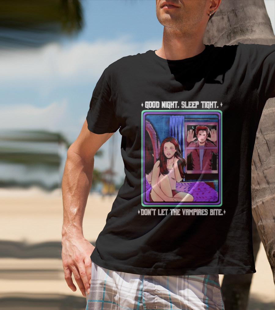 Good Night Sleep Tight Don't Let The Vampires Bite Twilight Bedroom Scene T-Shirt