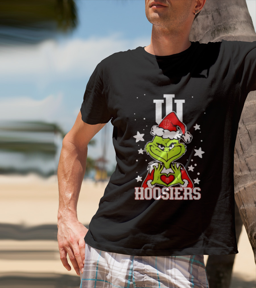 Indiana Hoosiers Grinch Christmas Love Hands 2026 Football T-Shirt