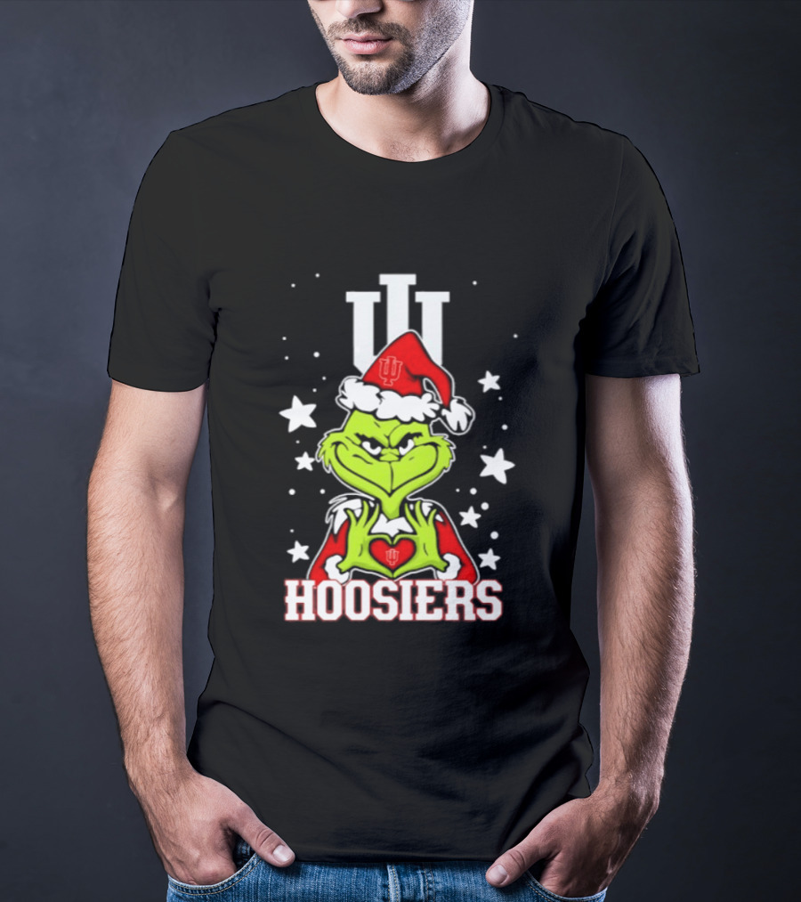 Indiana Hoosiers Grinch Christmas Love Hands 2026 Football T-Shirt