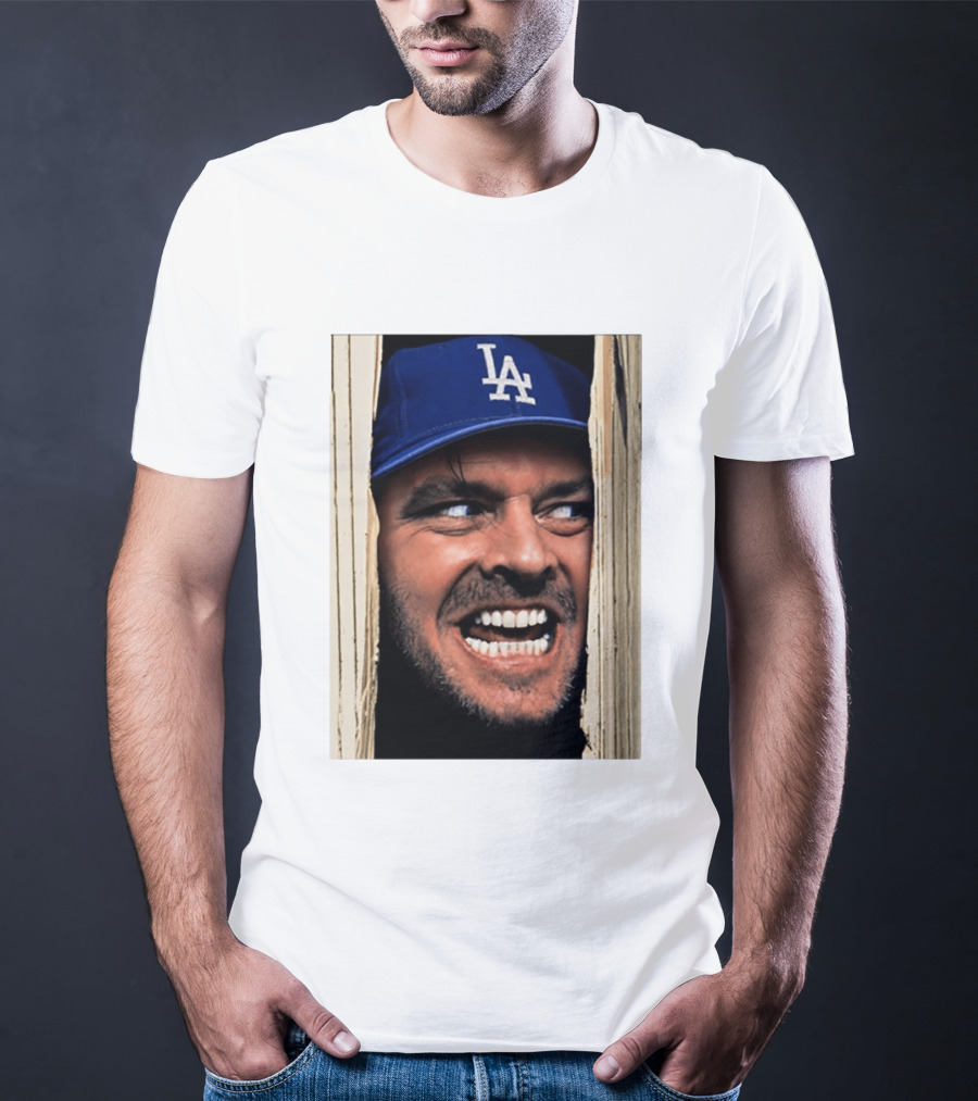 Jack Torrance LA Dodgers Hat Here's Johnny The Shining Baseball T-Shirt