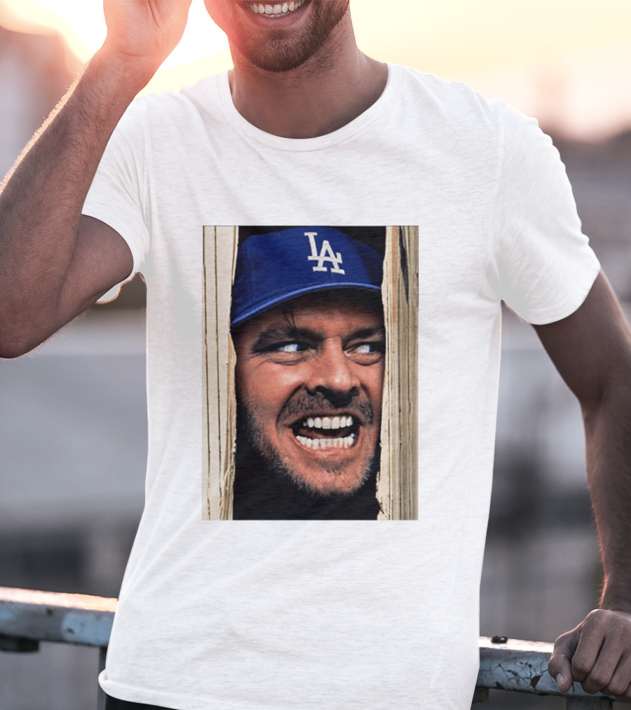 Jack Torrance LA Dodgers Hat Here's Johnny The Shining Baseball T-Shirt