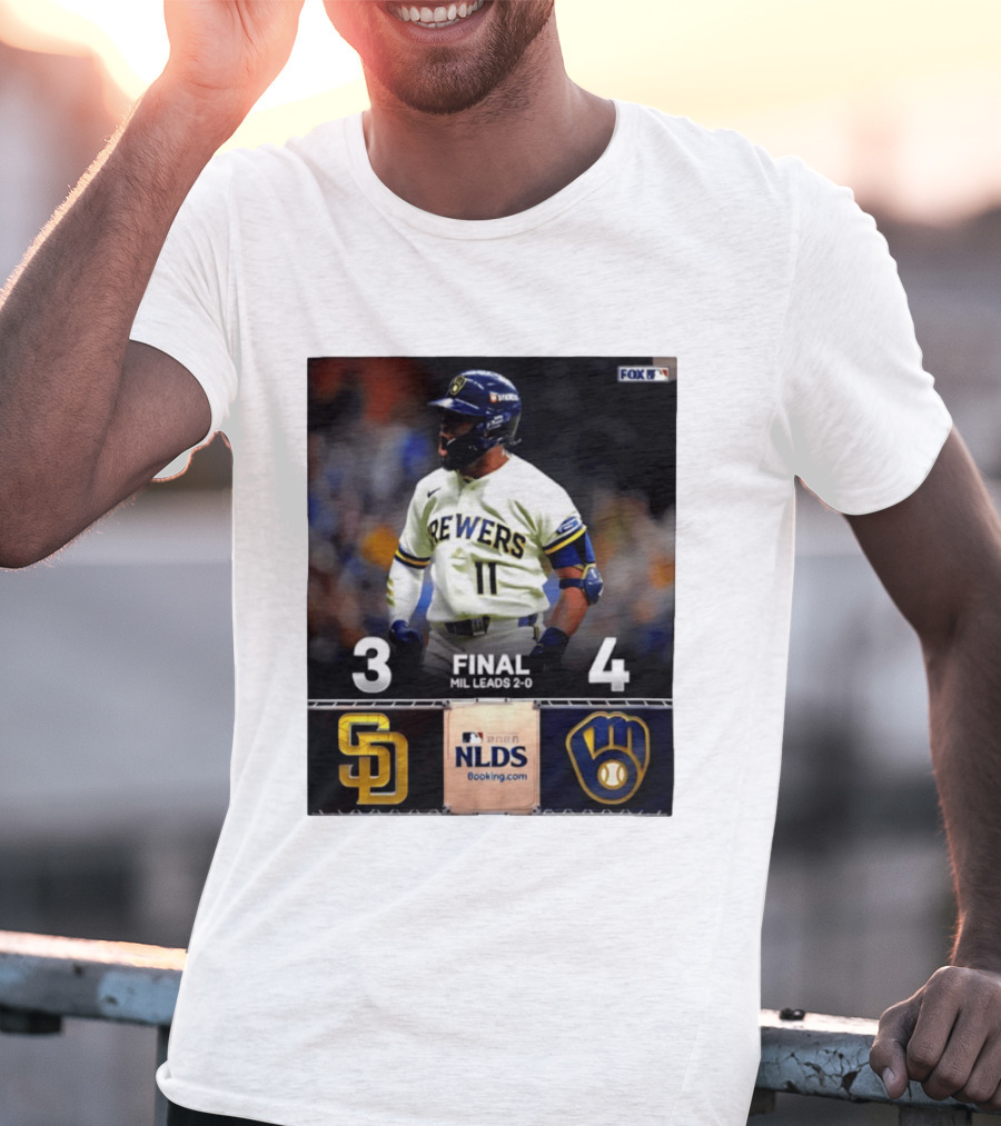 Milwaukee Brewers Vs San Diego Padres 4 3 Game 2 2026 NLDS Final Score MIL Leads 2 0 T-Shirt