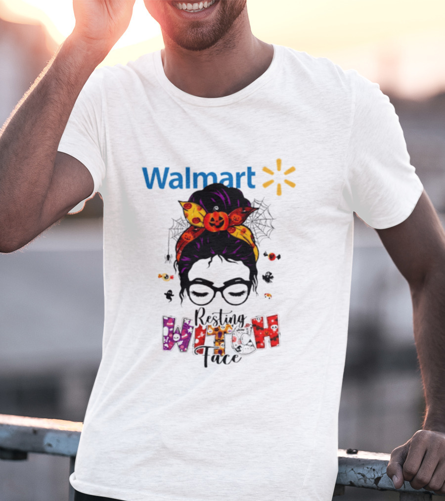 Walmart Resting Witch Face Halloween 2026 Pumpkin Glasses Fun T-Shirt