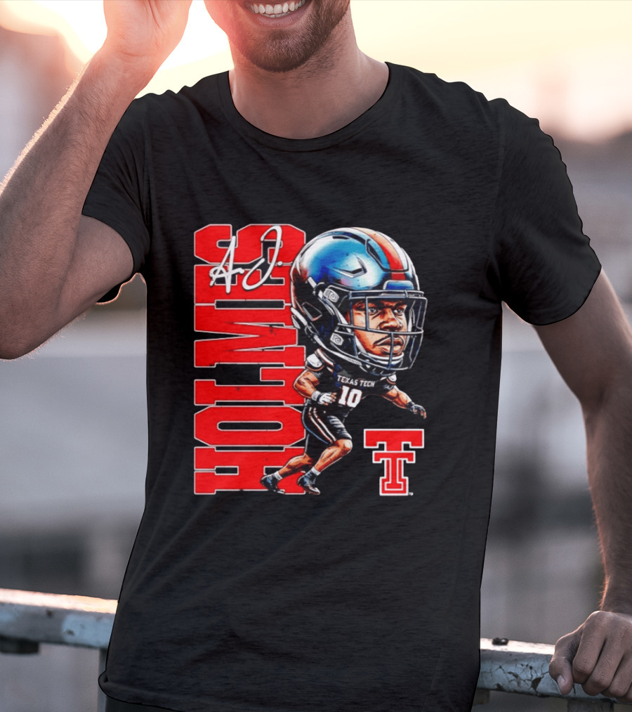 A.J. Holmes Jr Texas Tech Red Raiders Football FT NCAA Bobble Head T-Shirt