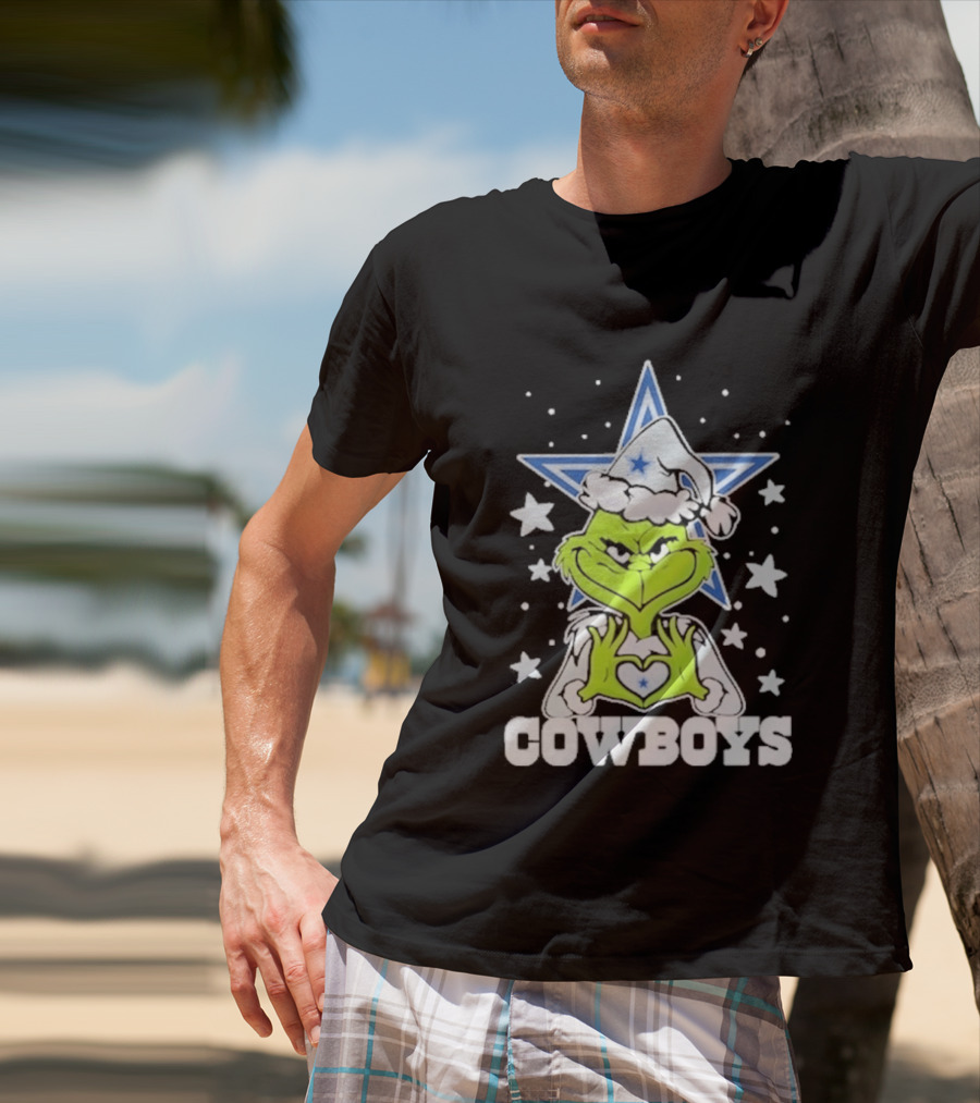 Dallas Cowboys Grinch Love Hands Christmas Star 2026 Football T-Shirt