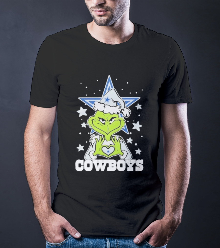 Dallas Cowboys Grinch Love Hands Christmas Star 2026 Football T-Shirt