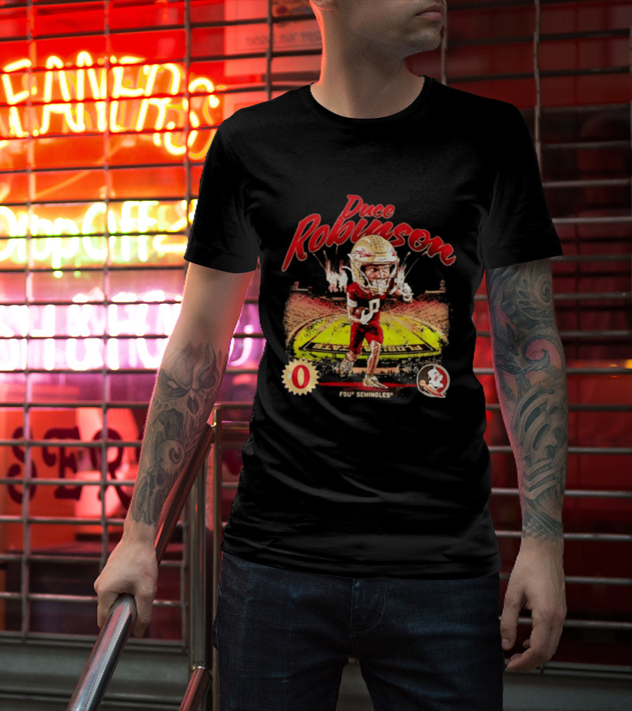 Duce Robinson Florida State Seminoles Football NCAA Stadium Caricature Number 0 T-Shirt